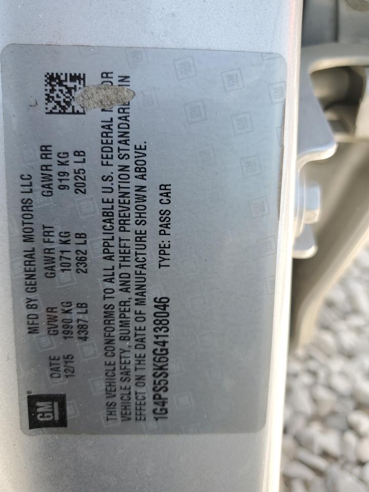 2016 Buick Verano VIN: 1G4PS5SK6G4138046 Lot: 61066755