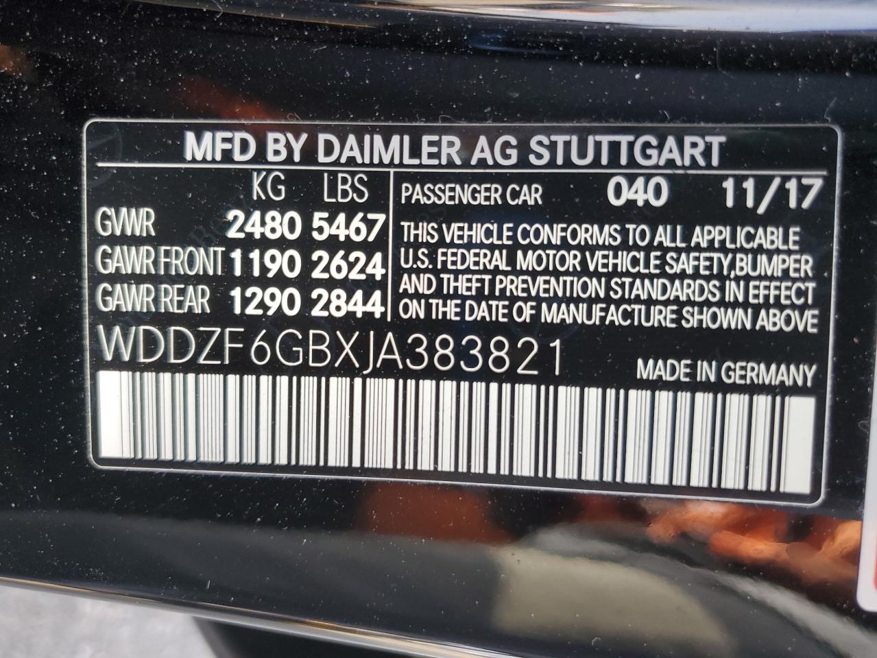 MERCEDES-BENZ E-CLASS 2018 VIN WDDZF6GBXJA383821 zdjęcie 12