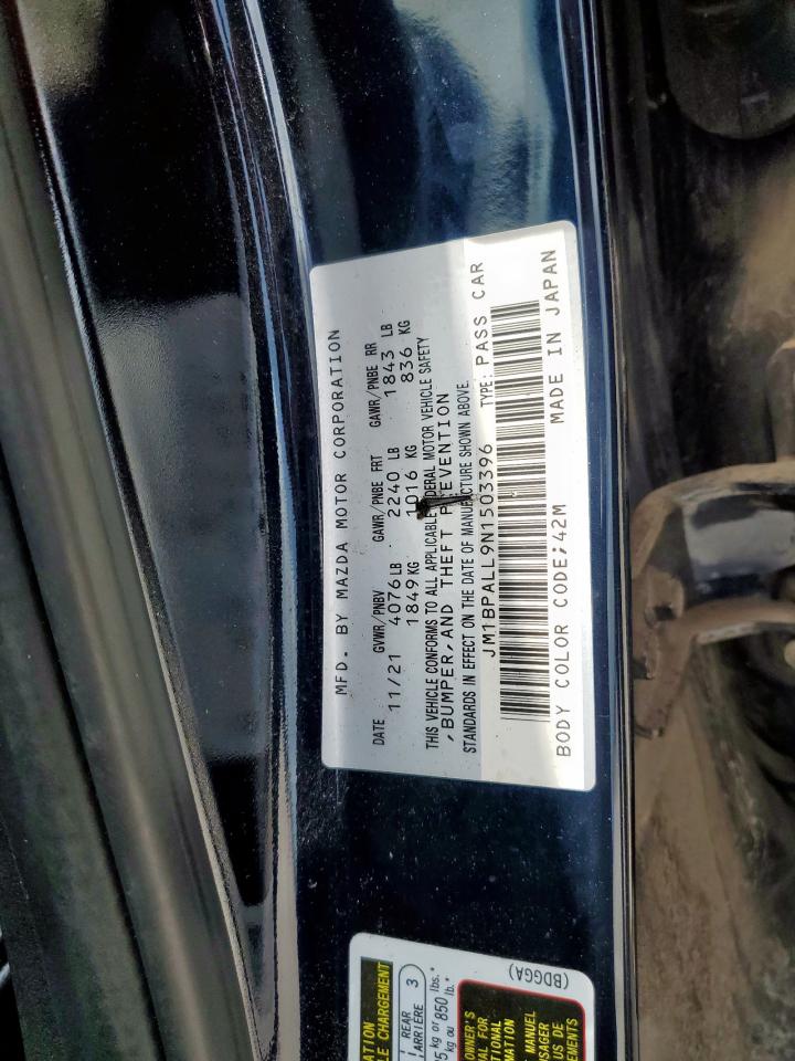 2022 Mazda 3 Preferred VIN: JM1BPALL9N1503396 Lot: 61523785