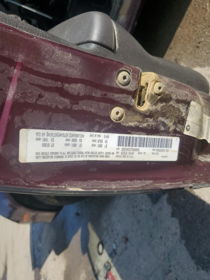 2000 Dodge Neon Base VIN: 1B3ES46C3YD800905 Lot: 62514185
