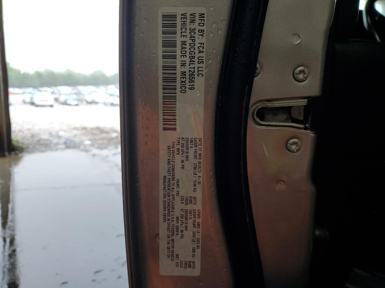 2020 Dodge Journey Crossroad VIN: 3C4PDCGB4LT265619 Lot: 60726125