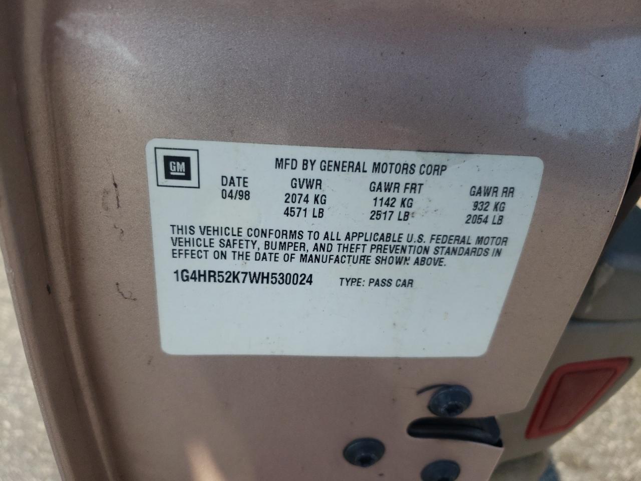 1998 Buick Lesabre Limited VIN: 1G4HR52K7WH530024 Lot: 61581675