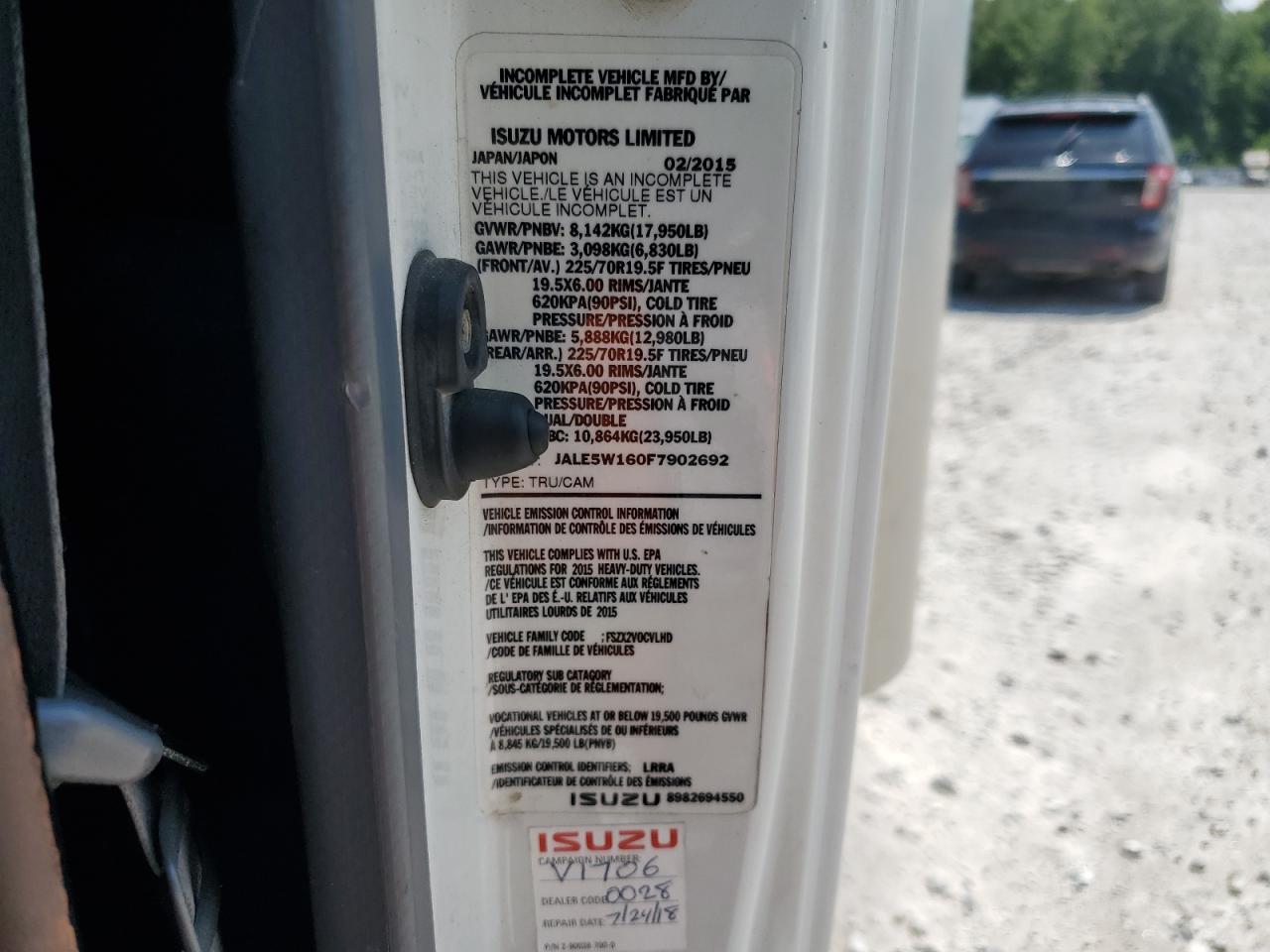 2015 Isuzu Nqr VIN: JALE5W160F7902692 Lot: 60991885