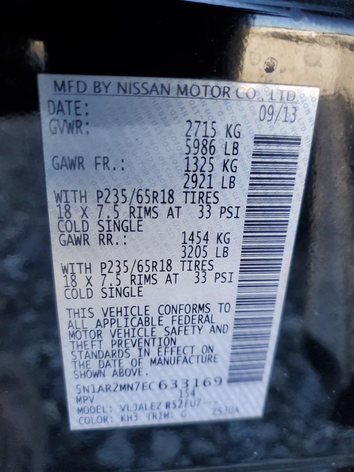 2014 Nissan Pathfinder S VIN: 5N1AR2MN7EC633169 Lot: 60052255