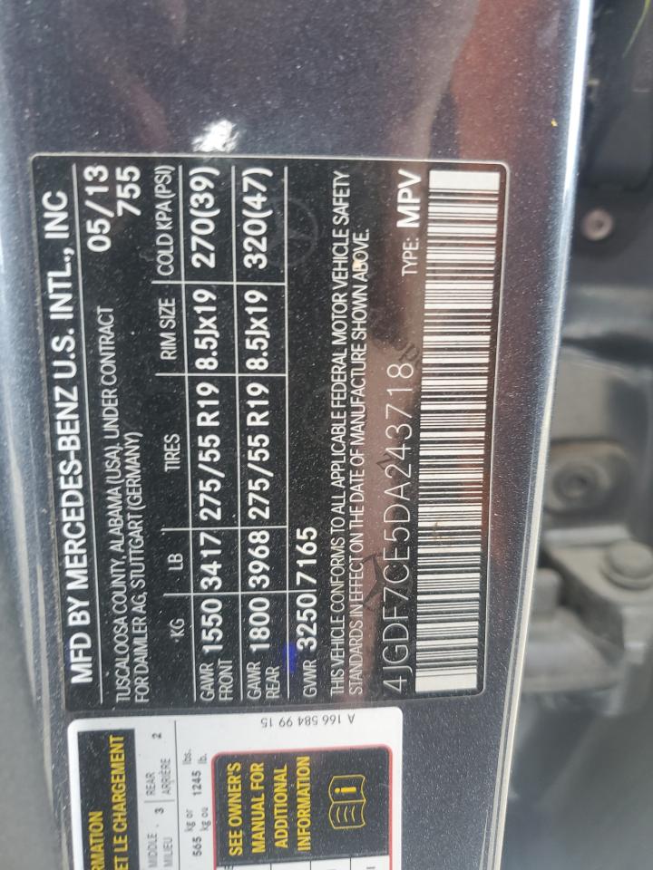 2013 Mercedes-Benz Gl 450 4Matic VIN: 4JGDF7CE5DA243718 Lot: 62967095