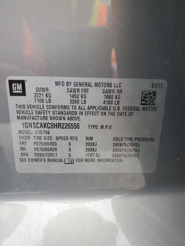 2017 Chevrolet Tahoe C1500 Ls VIN: 1GNSCAKC8HR226556 Lot: 59636395