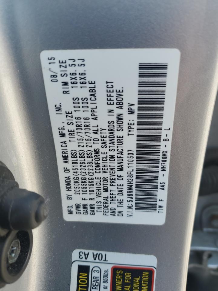 2015 Honda Cr-V Lx VIN: 5J6RM4H38FL110507 Lot: 62578355