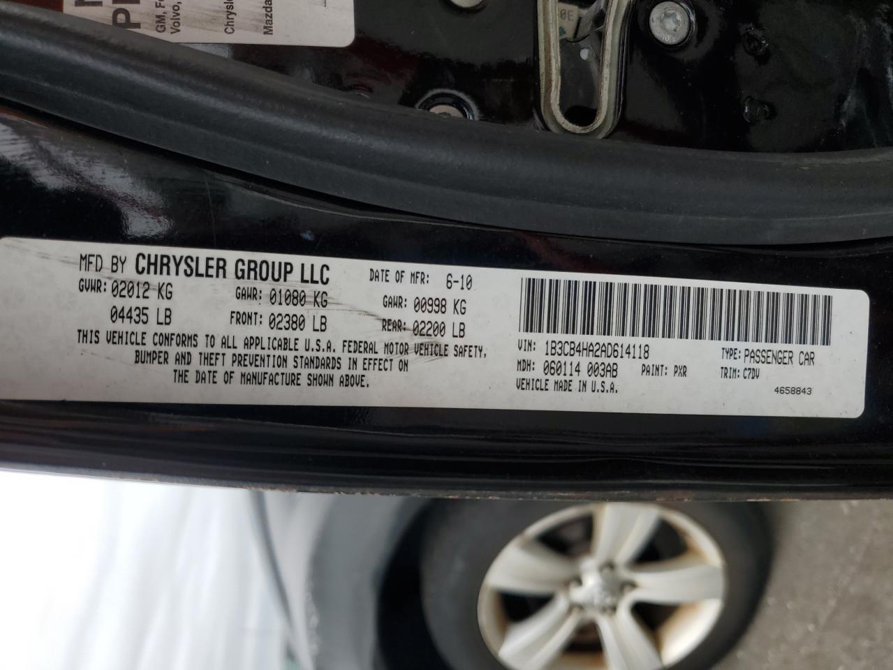 2010 Dodge Caliber Sxt VIN: 1B3CB4HA2AD614118 Lot: 62164275