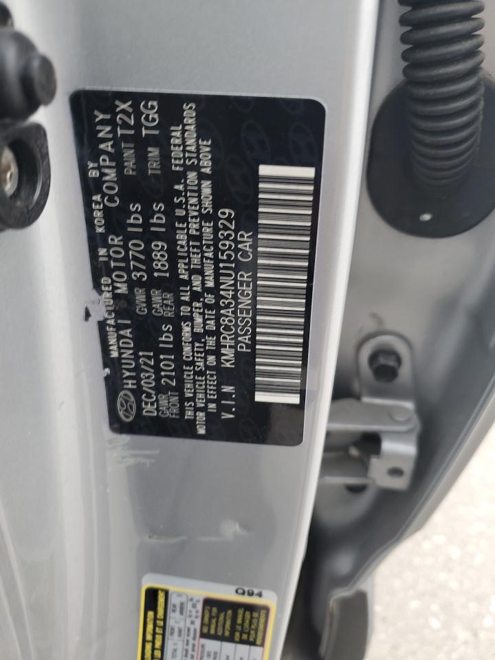 2022 Hyundai Venue Sel VIN: KMHRC8A34NU159329 Lot: 62913225