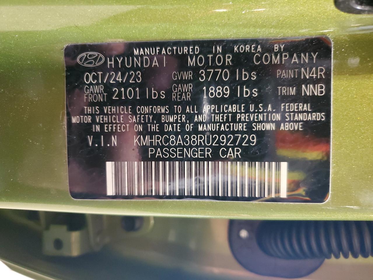 2024 Hyundai Venue Sel VIN: KMHRC8A38RU292729 Lot: 59549005