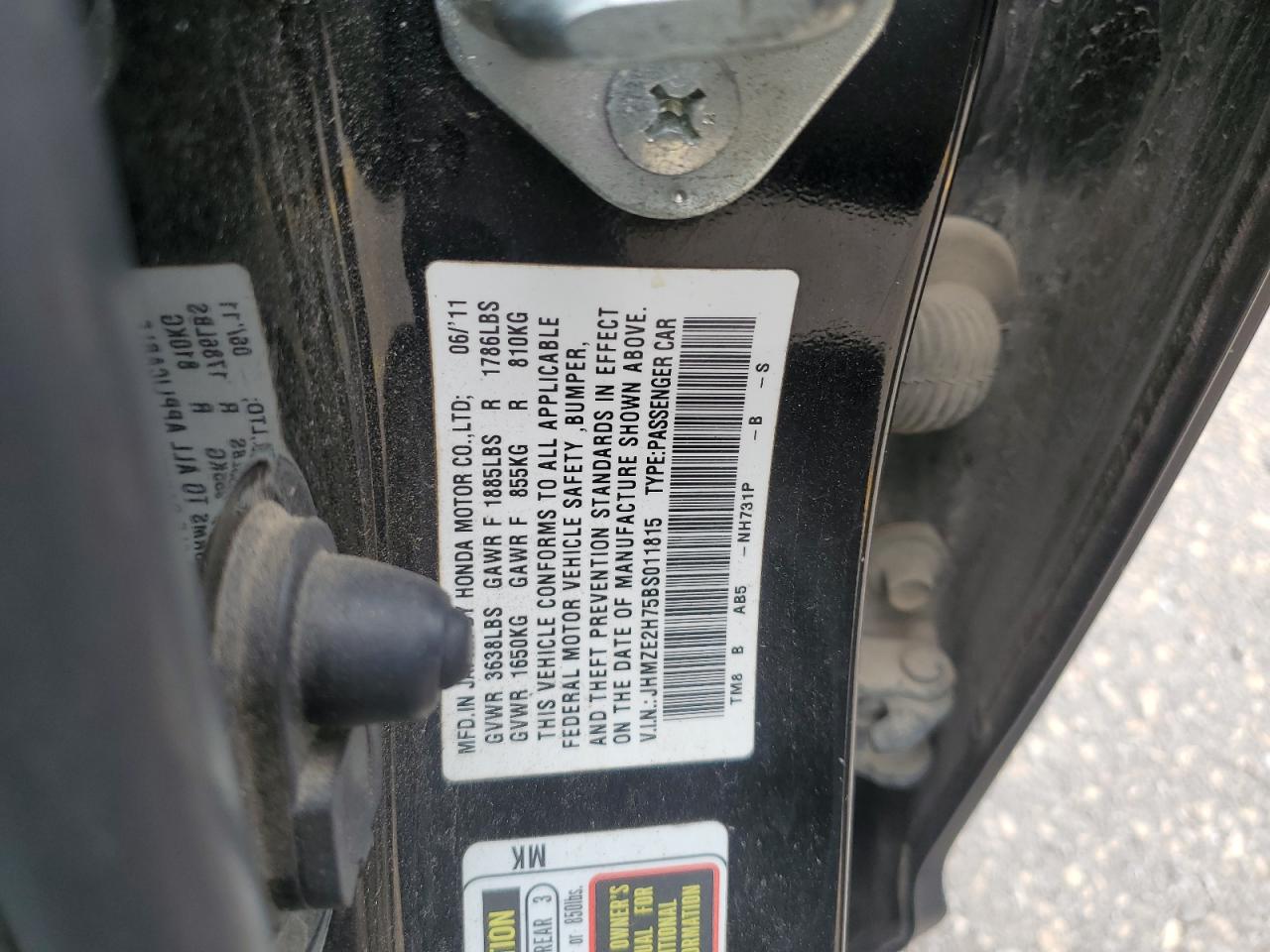 2011 Honda Insight Ex VIN: JHMZE2H75BS011815 Lot: 61871955