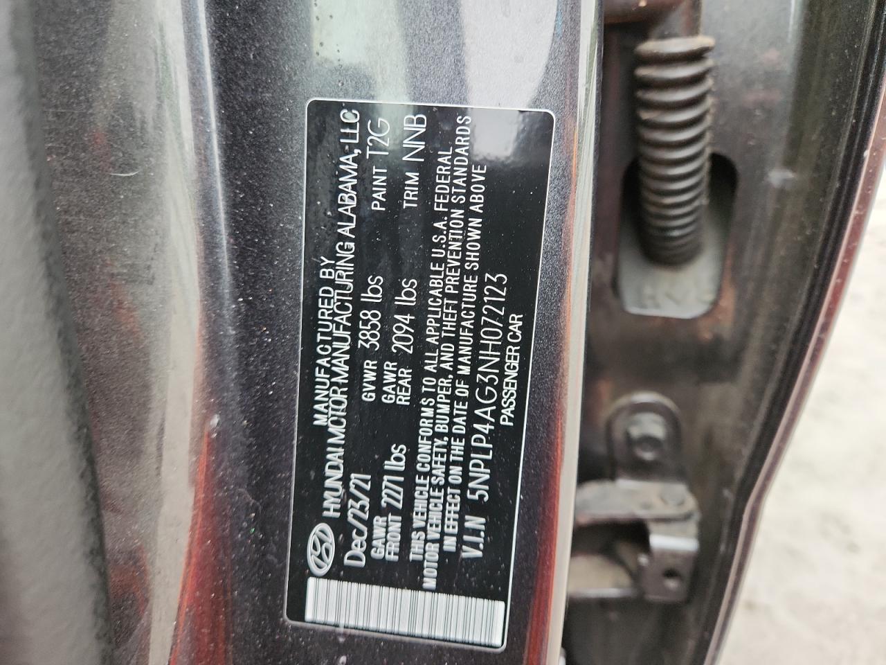 2022 Hyundai Elantra Limited VIN: 5NPLP4AG3NH072123 Lot: 61426115