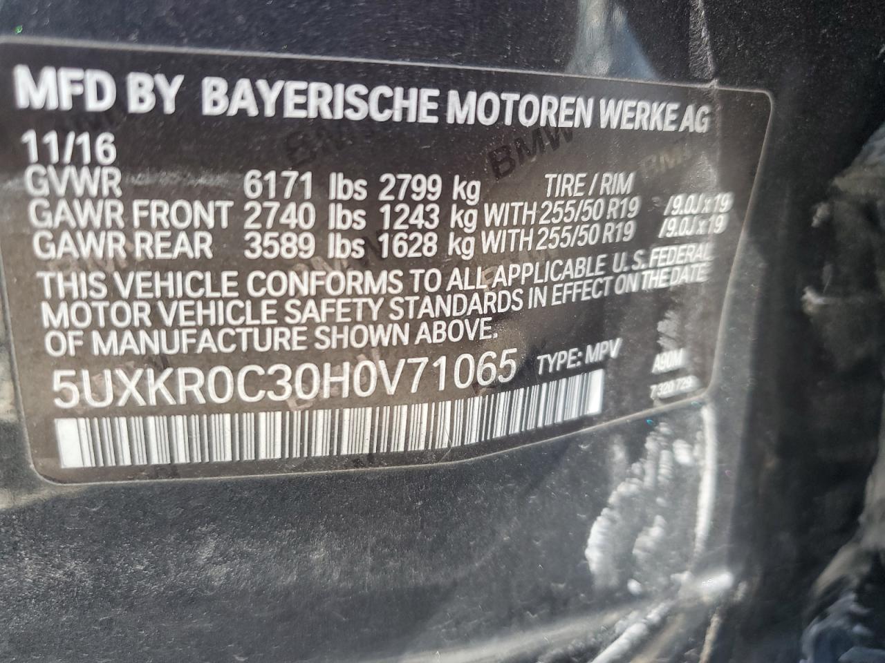 2017 BMW X5 xDrive35I VIN: 5UXKR0C30H0V71065 Lot: 60483725