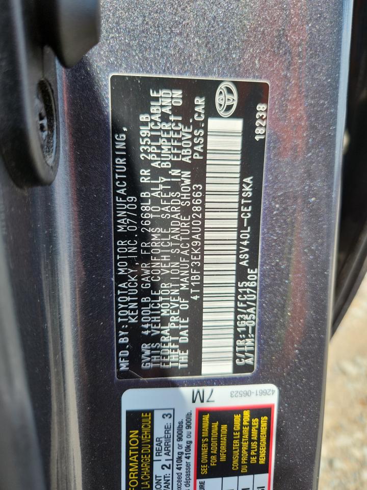 2010 Toyota Camry Base VIN: 4T1BF3EK9AU028663 Lot: 63085875