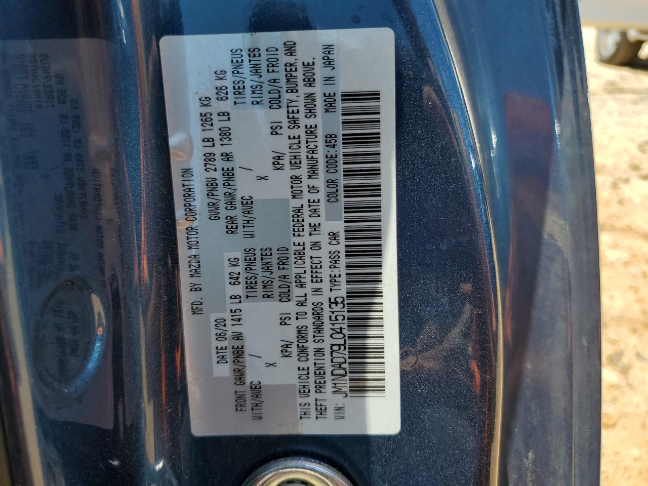 2020 Mazda Mx-5 Miata Grand Touring VIN: JM1NDAD79L0415135 Lot: 61734475
