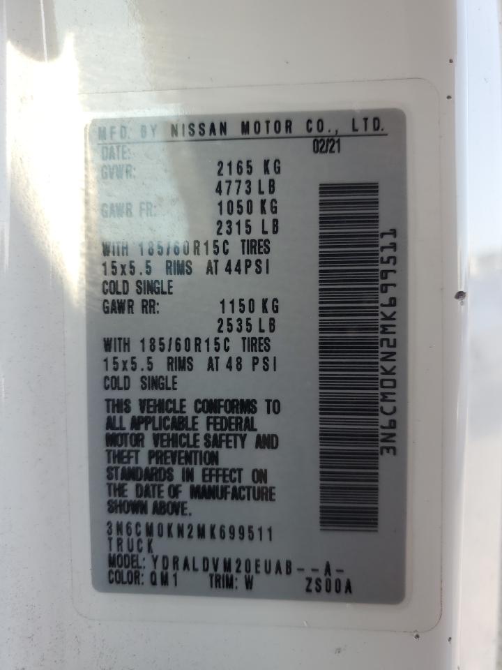 2021 Nissan Nv200 2.5S VIN: 3N6CM0KN2MK699511 Lot: 61946325