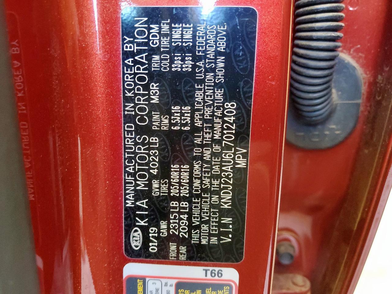 2020 Kia Soul Lx VIN: KNDJ23AU6L7012408 Lot: 61684485
