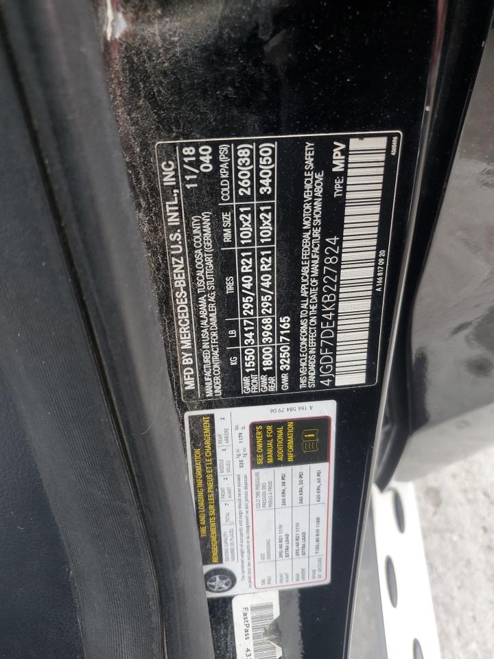 2019 Mercedes-Benz Gls 550 4Matic VIN: 4JGDF7DE4KB227824 Lot: 60175595