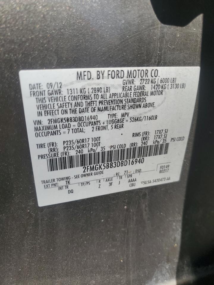 FORD FLEX 2013 VIN 2FMGK5B83DBD16940 фото 12