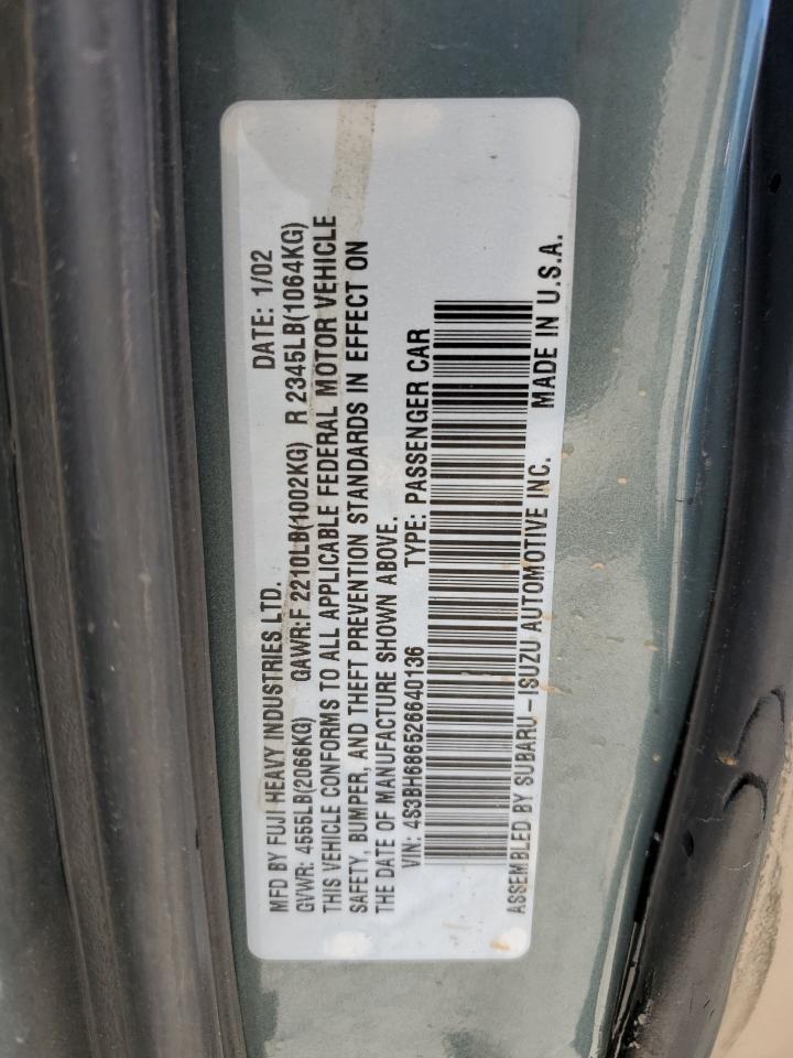 2002 Subaru Legacy Outback Limited VIN: 4S3BH686526640136 Lot: 58624045