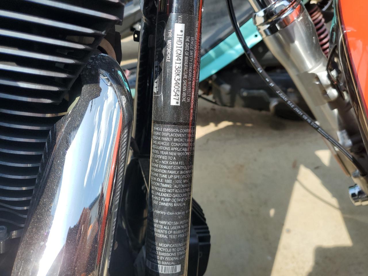 2008 Harley-Davidson Fxdl VIN: 1HD1GN4138K340547 Lot: 60060085