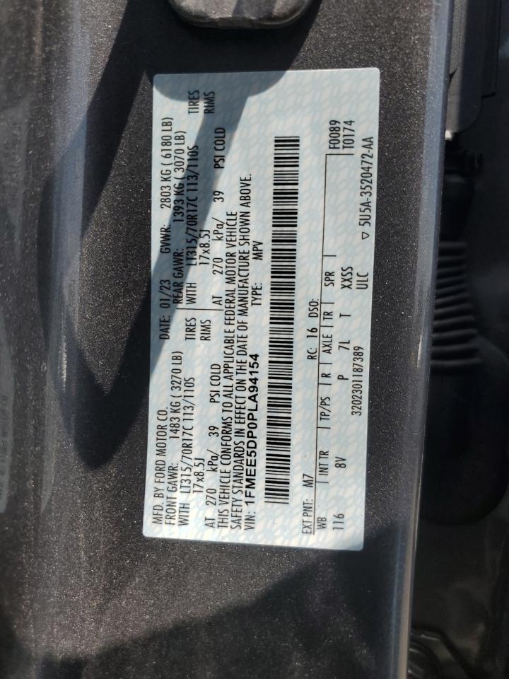 2023 Ford Bronco Base VIN: 1FMEE5DP0PLA94154 Lot: 62035445