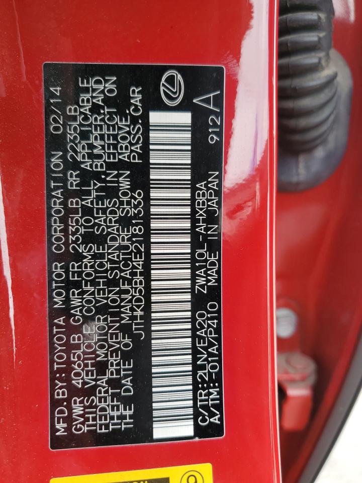 2014 Lexus Ct 200 VIN: JTHKD5BH4E2181336 Lot: 61434545