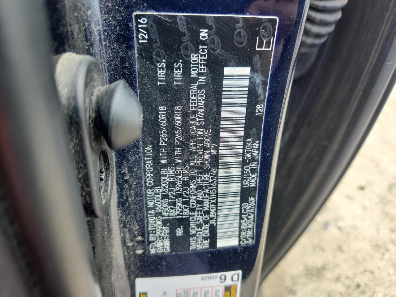 2017 Lexus Gx 460 VIN: JTJBM7FX1H5163746 Lot: 61501485