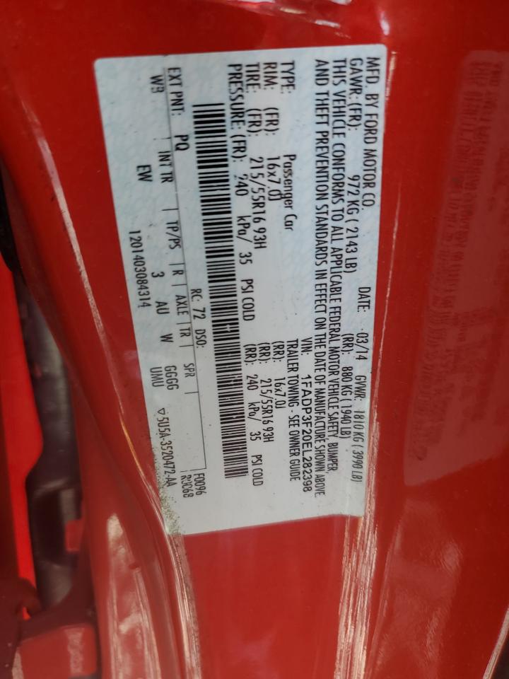 2014 Ford Focus Se VIN: 1FADP3F20EL282398 Lot: 62945845