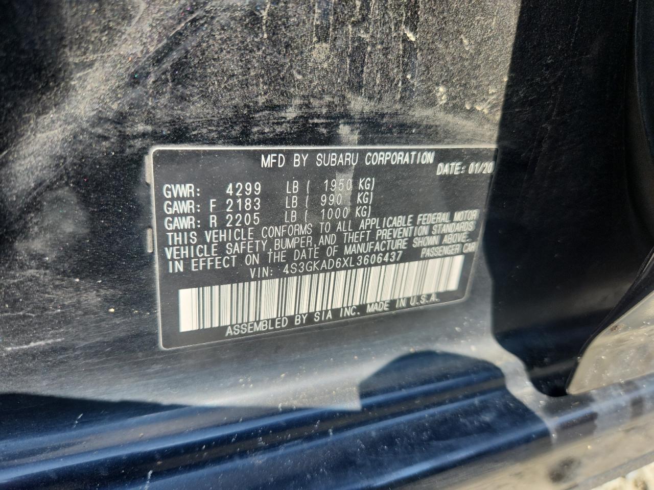 2020 Subaru Impreza Premium VIN: 4S3GKAD6XL3606437 Lot: 61133015