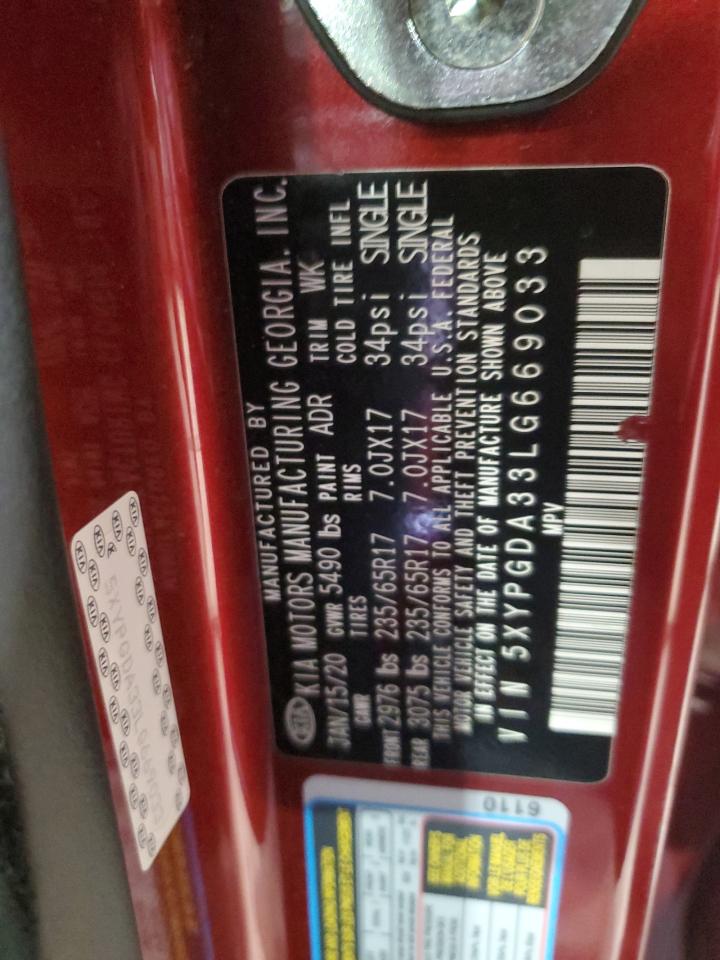 2020 Kia Sorento L VIN: 5XYPGDA33LG669033 Lot: 62938295