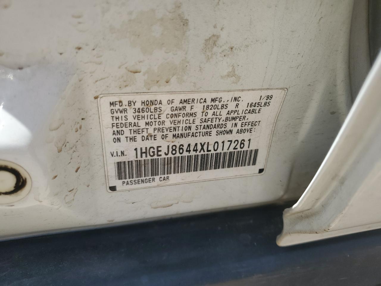 1999 Honda Civic Ex VIN: 1HGEJ8644XL017261 Lot: 62361325