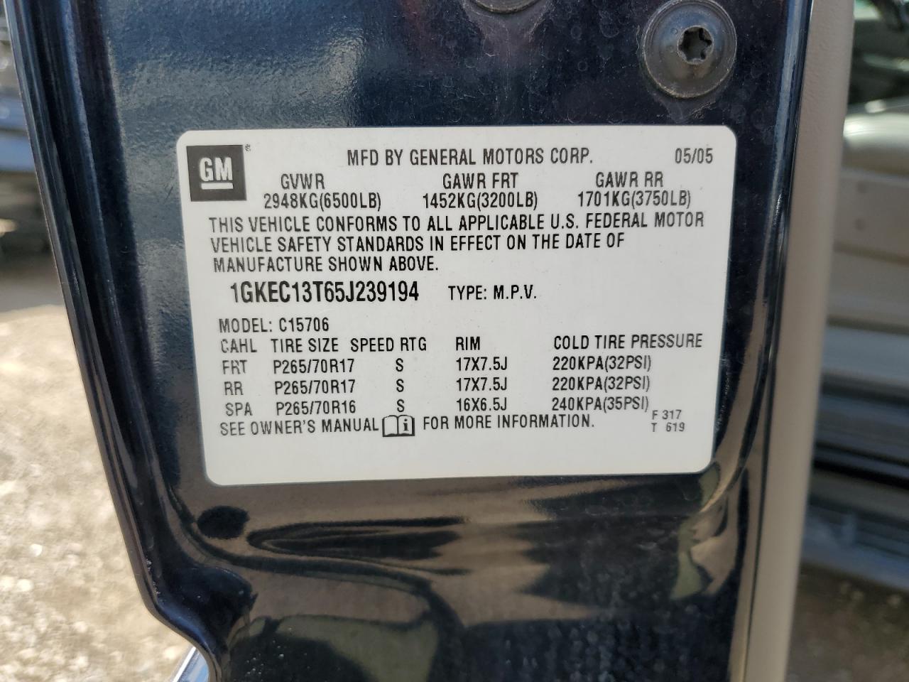 2005 GMC Yukon VIN: 1GKEC13T65J239194 Lot: 62904615