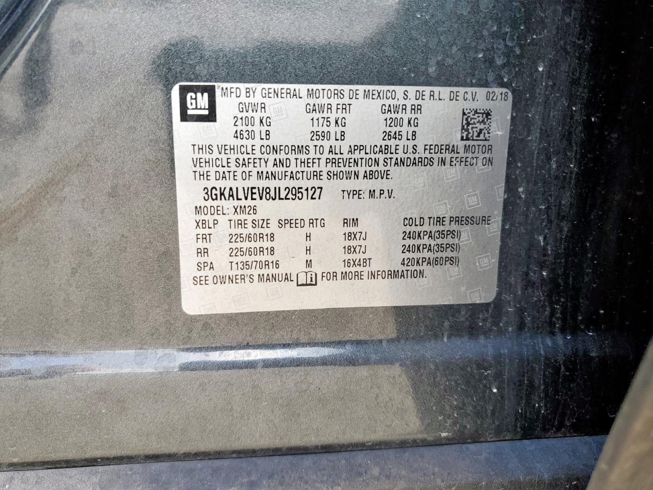 GMC TERRAIN 2018 VIN 3GKALVEV8JL295127 фото 13