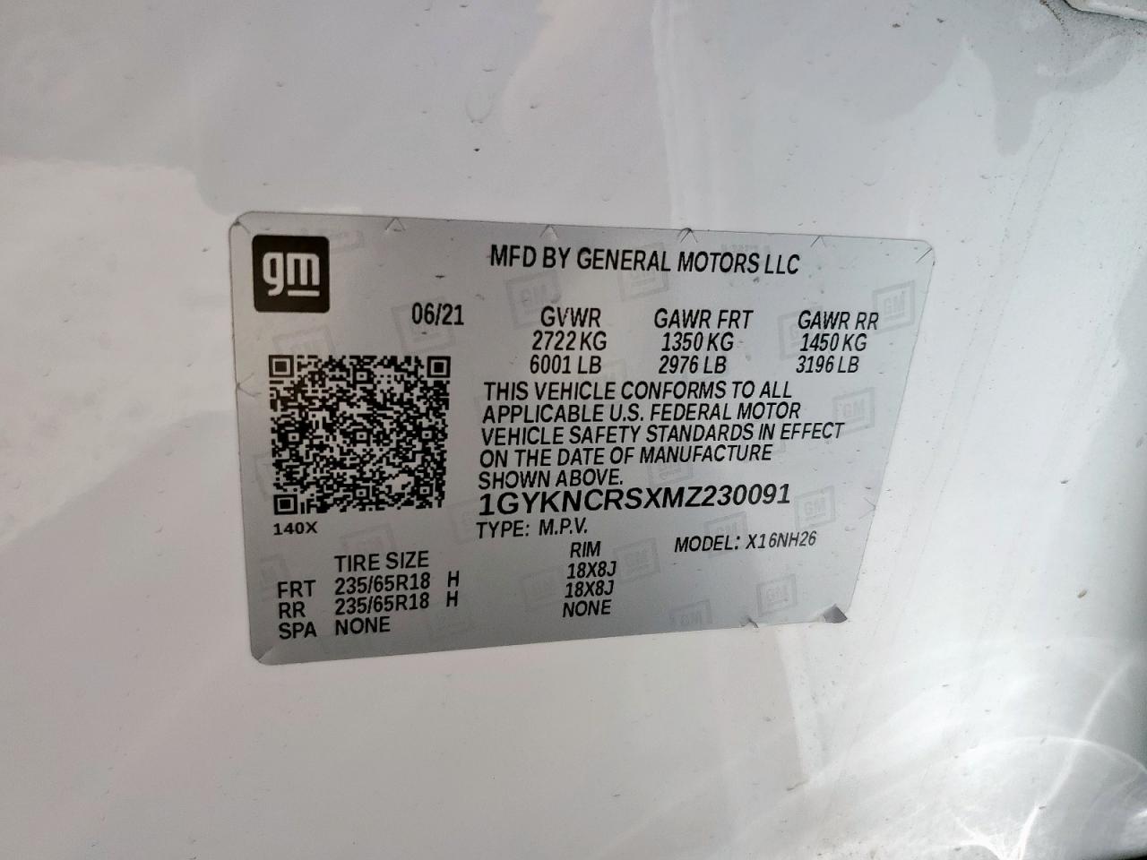 2021 Cadillac Xt5 Premium Luxury VIN: 1GYKNCRSXMZ230091 Lot: 52411635