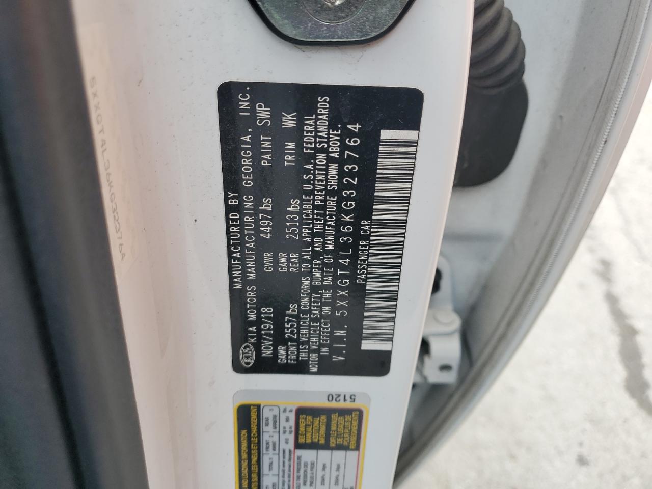 KIA OPTIMA 2019 VIN 5XXGT4L36KG323764 фото 12