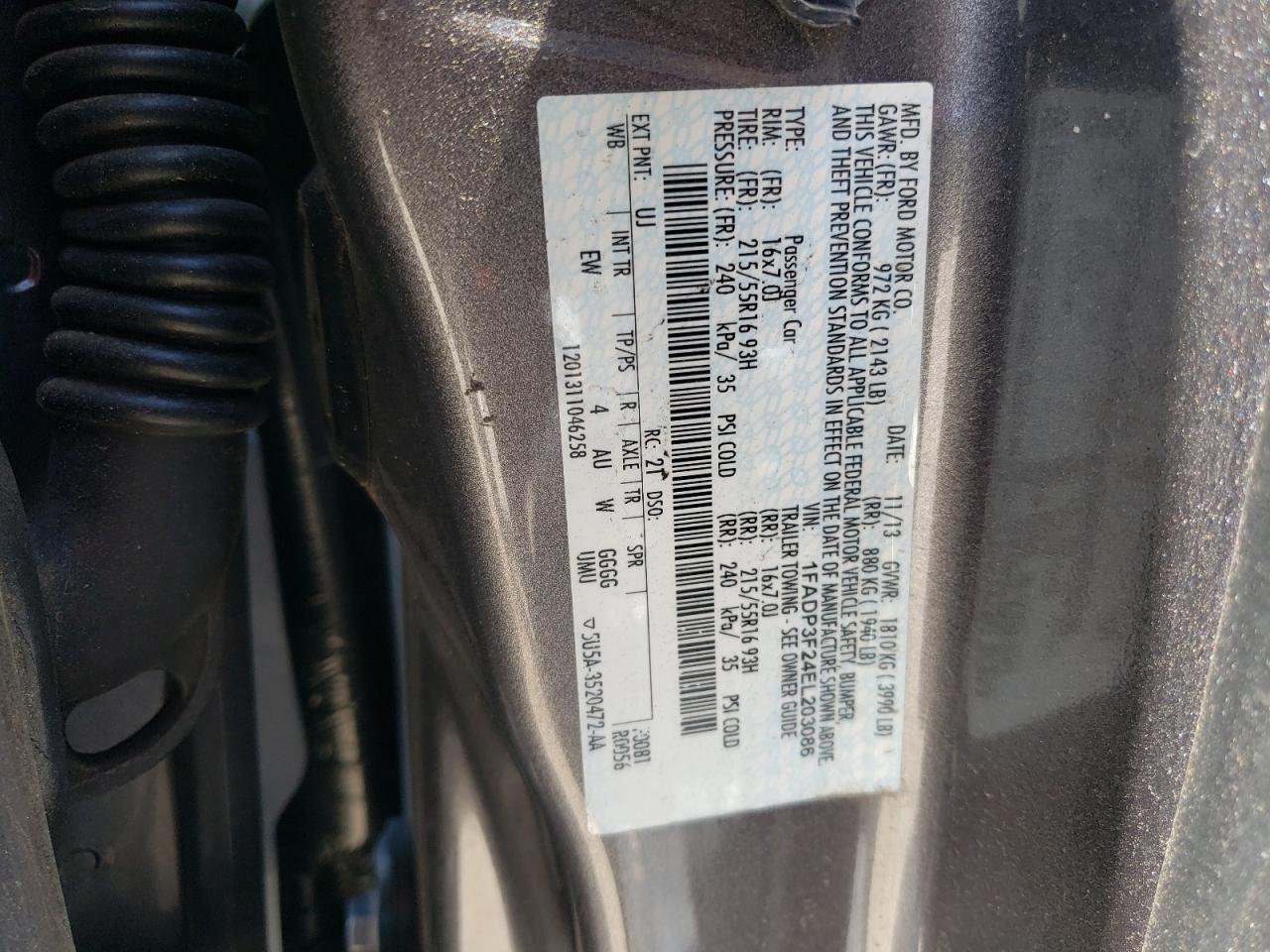 2014 Ford Focus Se VIN: 1FADP3F24EL203086 Lot: 62996615