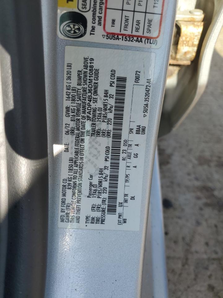 2013 Ford Fiesta Se VIN: 3FADP4BJ6DM108819 Lot: 60617435