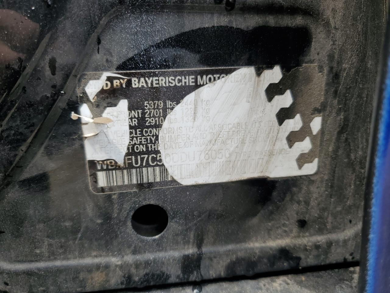 2013 BMW 535 Xi VIN: WBAFU7C50DDU76050 Lot: 60722465