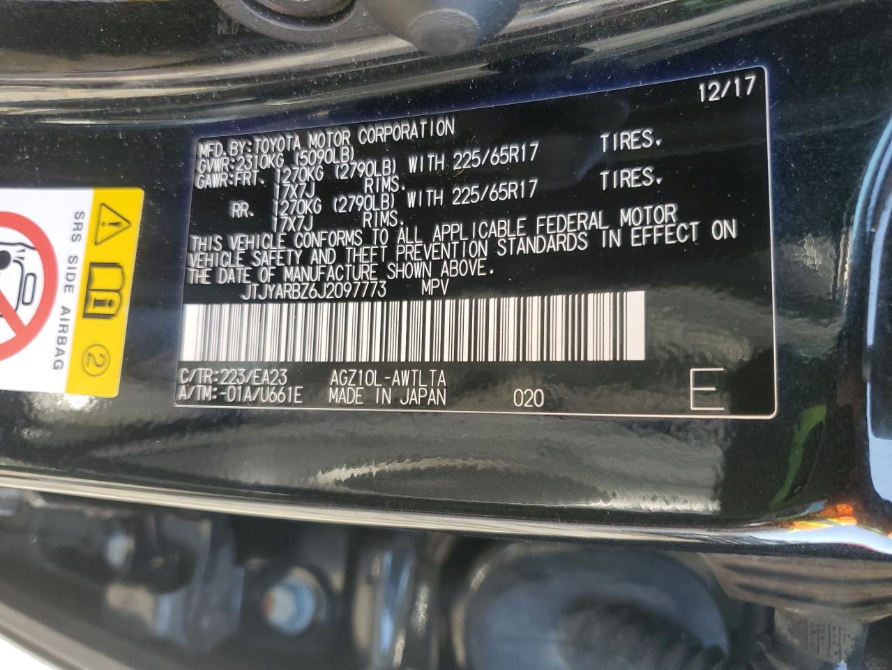 2018 Lexus Nx 300 Base VIN: JTJYARBZ6J2097773 Lot: 61957015