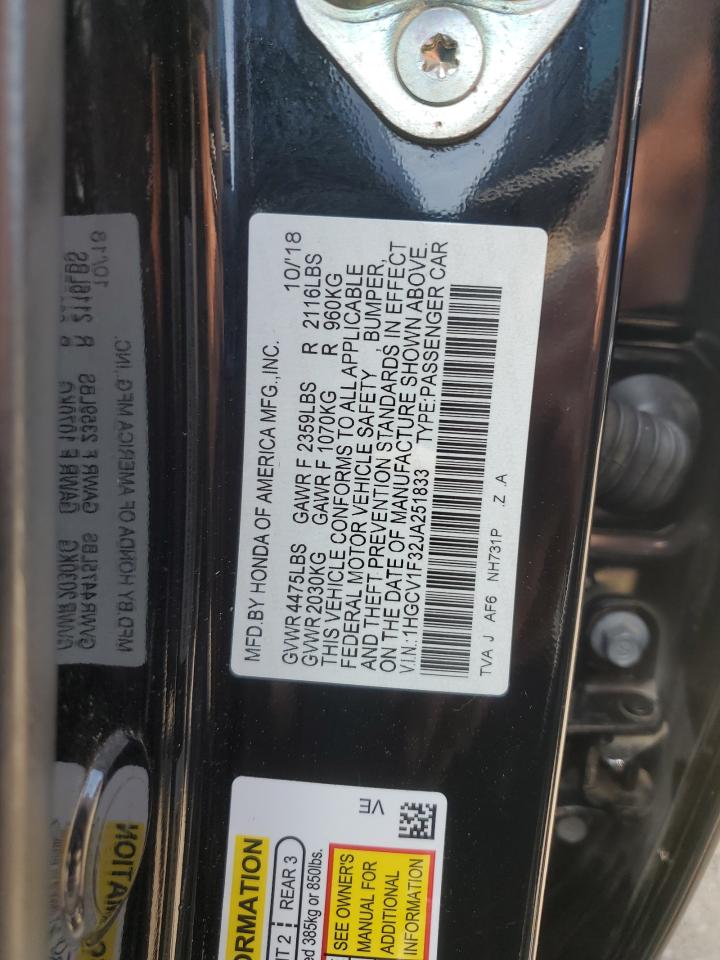 2018 Honda Accord Sport VIN: 1HGCV1F32JA251833 Lot: 62497885