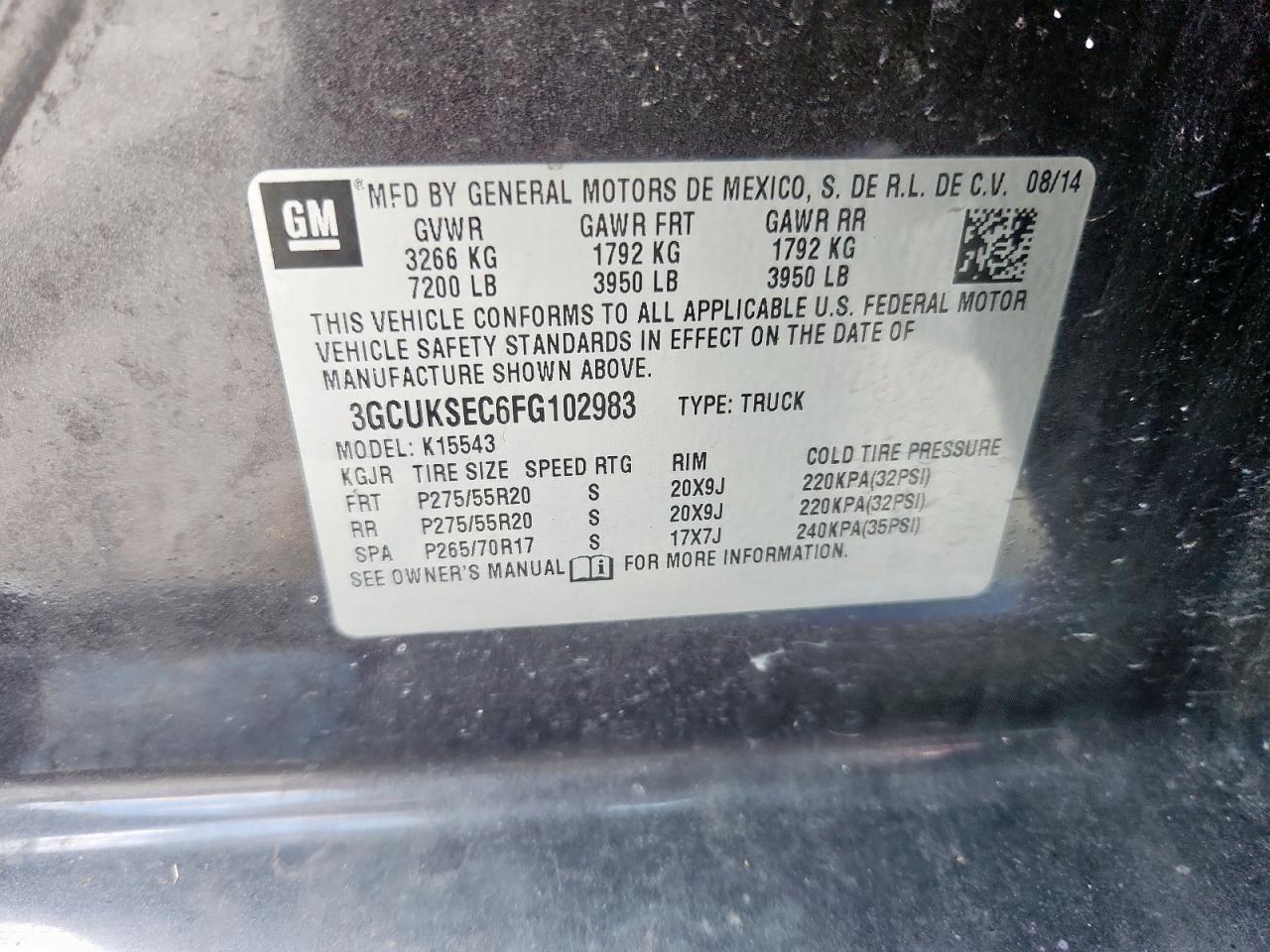 CHEVROLET ALL Models 2015 VIN 3GCUKSEC6FG102983 фото 12