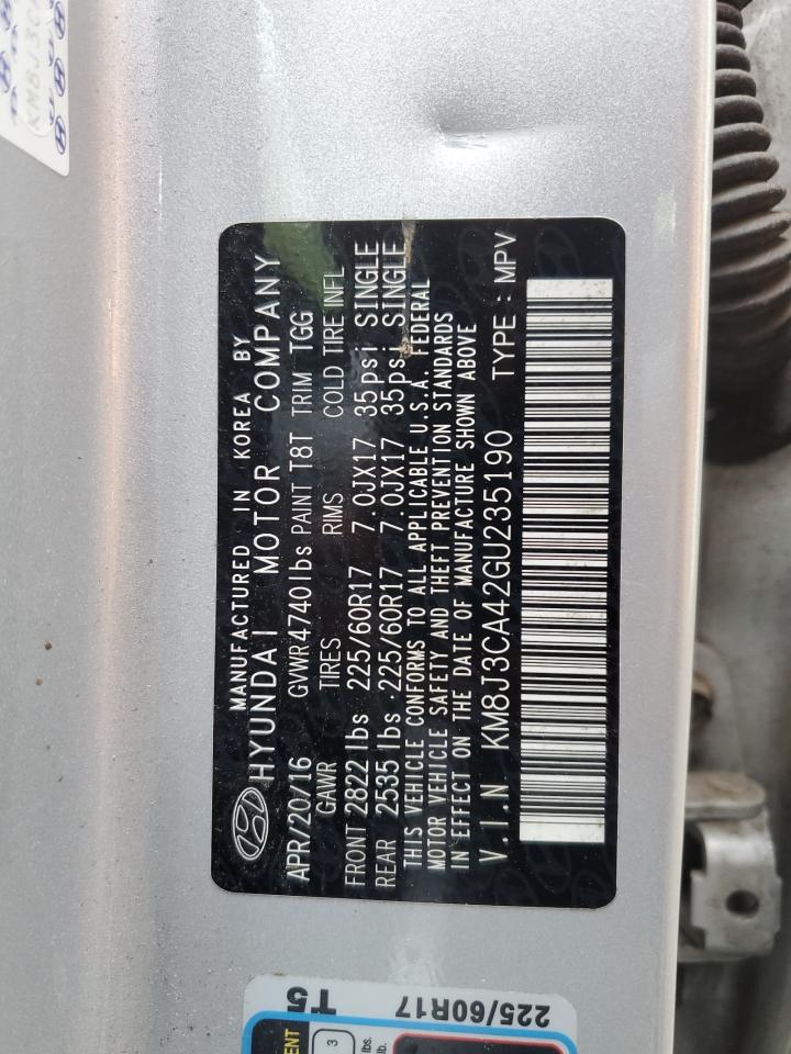 2016 Hyundai Tucson Limited VIN: KM8J3CA42GU235190 Lot: 60357185