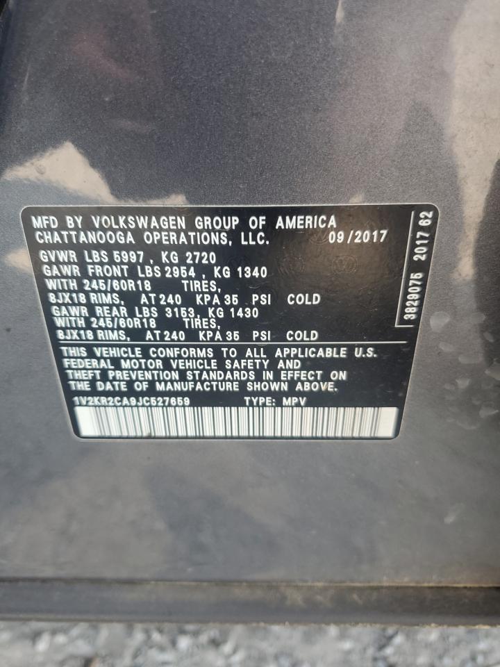 2018 Volkswagen Atlas Se VIN: 1V2KR2CA9JC527659 Lot: 62069745
