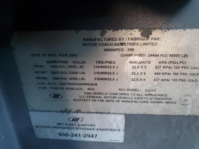 2006 MOTOR COACH INDUSTRIES BUS  
