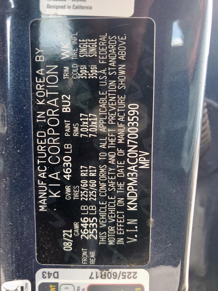 2022 Kia Sportage Lx VIN: KNDPM3AC0N7003590 Lot: 61482995
