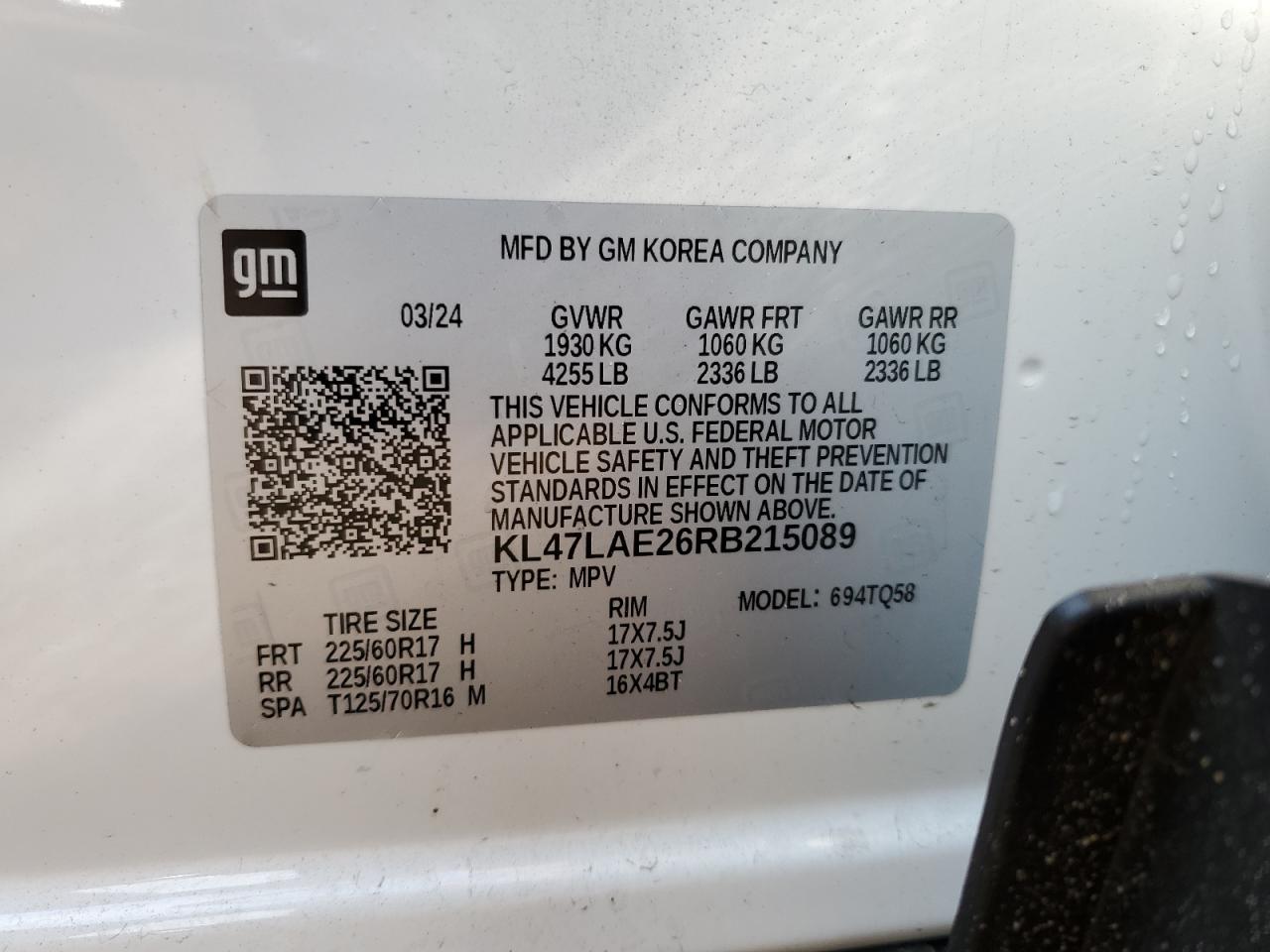 2024 Buick Envista Preferred VIN: KL47LAE26RB215089 Lot: 61578745