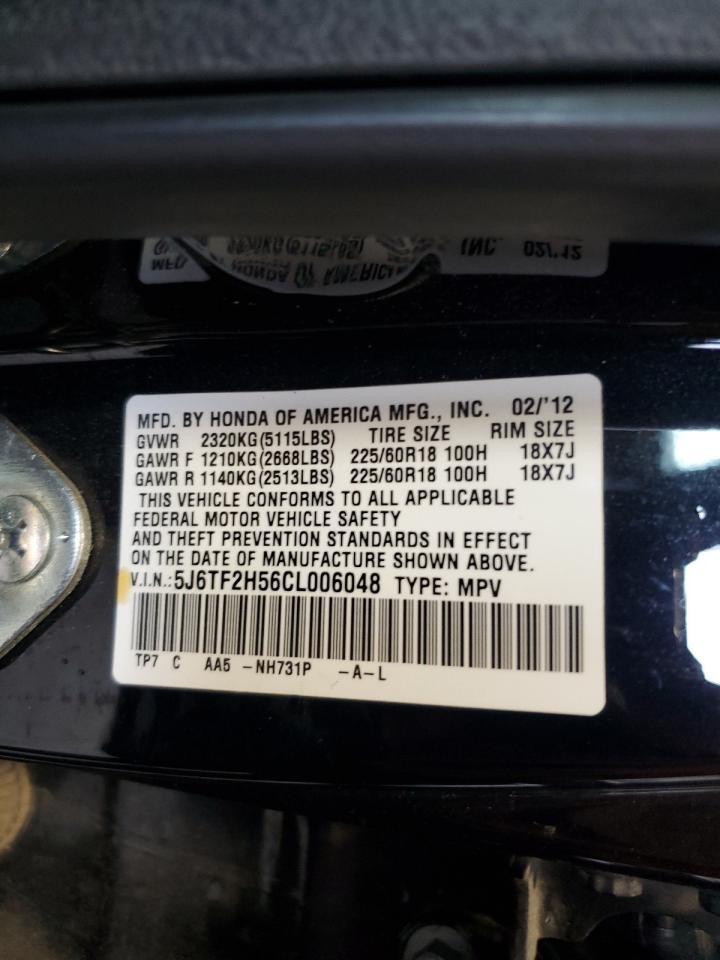 2012 Honda Crosstour Exl VIN: 5J6TF2H56CL006048 Lot: 62545855
