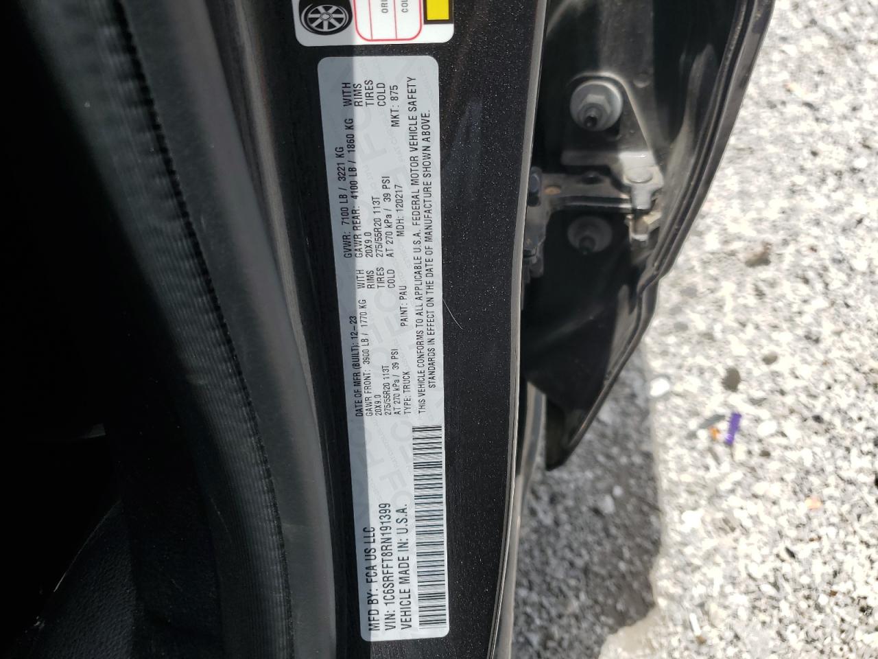 2024 Ram 1500 Big Horn/Lone Star VIN: 1C6SRFFT8RN191399 Lot: 62709245