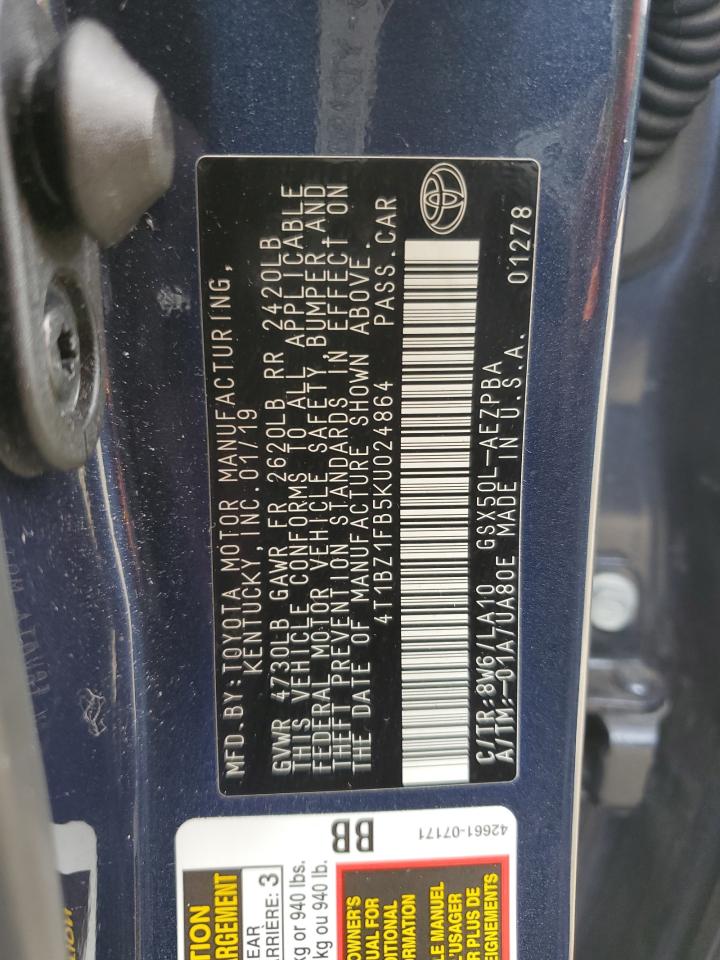 2019 Toyota Avalon Xle VIN: 4T1BZ1FB5KU024864 Lot: 61397345